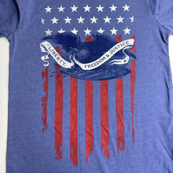 Home of the Brave USA Patriotic Graphic T-Shirt Men's Size Small Blue - Picture 5 of 8